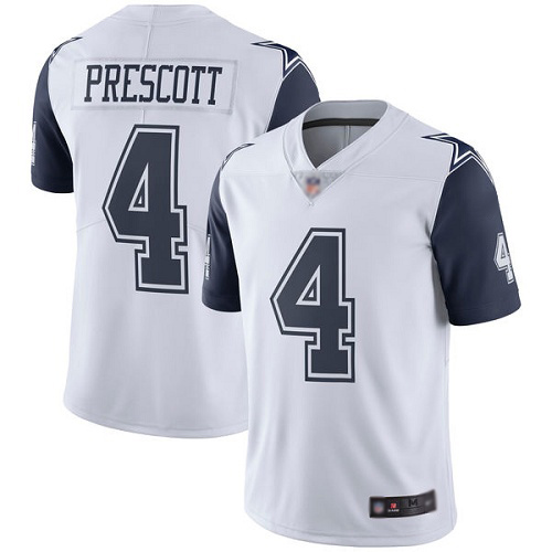 Men Dallas Cowboys Limited White Dak Prescott #4 Rush Vapor Untouchable NFL Jersey->women nfl jersey->Women Jersey